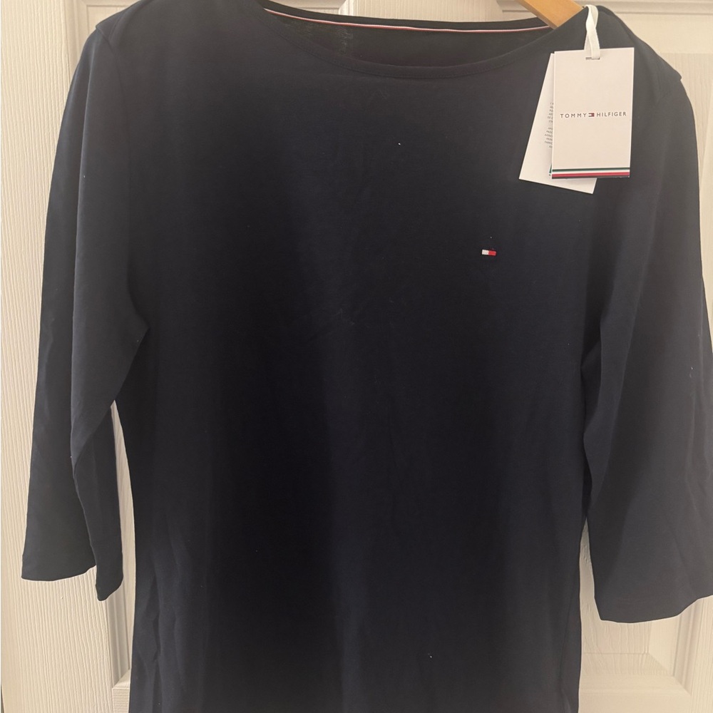 Tommy Hilfiger Black Tee with Gold Logo